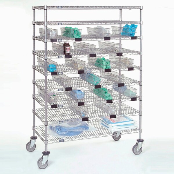 Nexel Chrome Catheter Cart with Baskets, 5in Swivel Casters, 48inW x 24inL x 68inH CCB77C - main